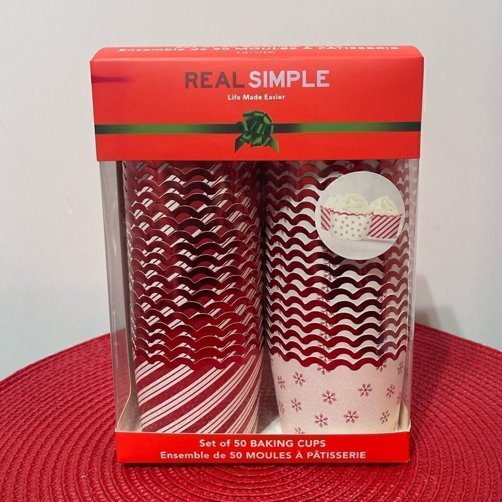 Real Simple Baking Cups Red and White 50 pieces NWT